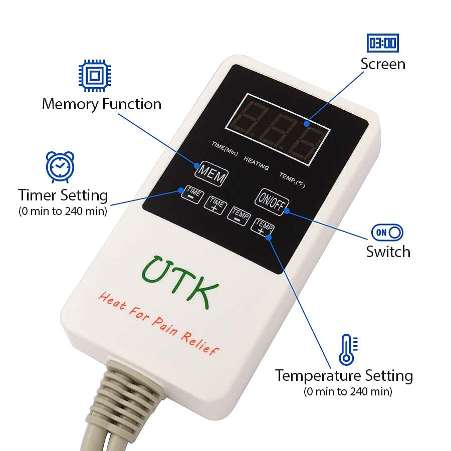 UTK FIR Infrared 220W Natural Jade Heating Pad (Size 60x180 Cm) with Plug and Cloth Cover