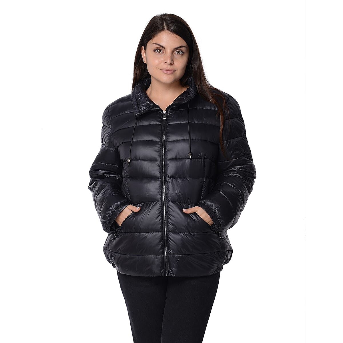 Stylish Short Puffer Jacket For Women (Size Medium/ 10-12) - Black