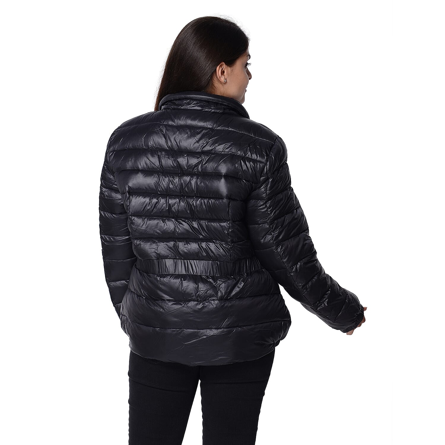 Stylish Short Puffer Jacket For Women (Size Medium/ 10-12) - Black