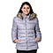 Women Puffer Jacket with Faux Fur Trim Hood and Two Pockets (Size M, 10 - 12) - Silver Grey