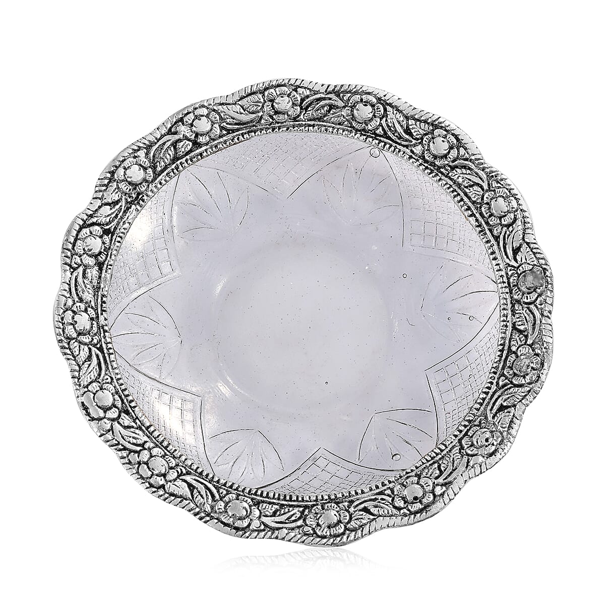 Set of 2 - Silver Finish Feng Shui Tortoise at Glass Plate (Size 13.97x13.97x2.54 Cm)