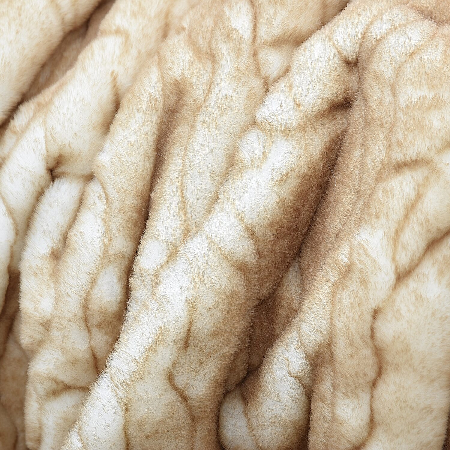 Siberian Wolf Faux Fur Sherpa Blanket (Size 150x200 Cm)- Tan