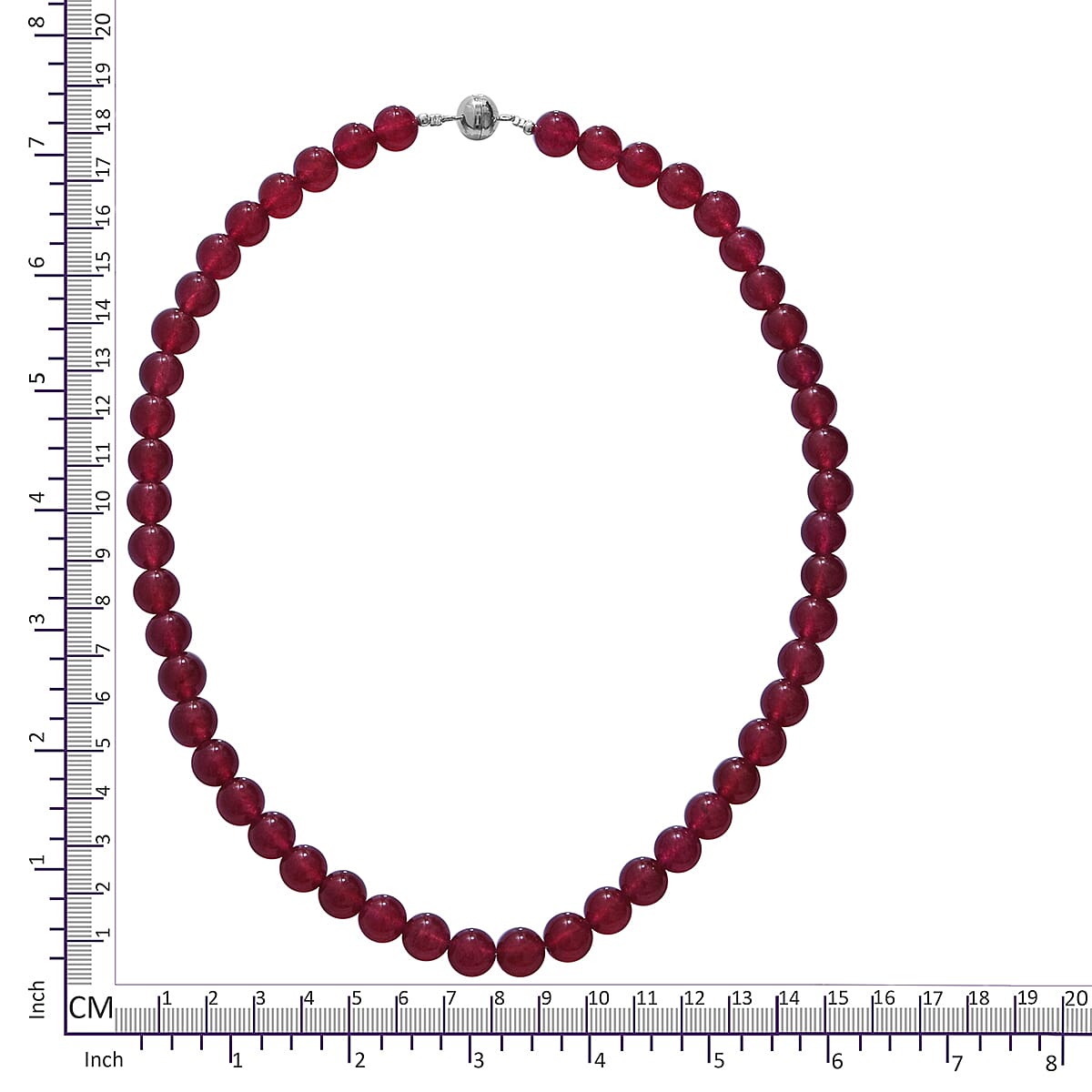 One Time Mega Deal- Rosso Onyx (Rnd 10mm) Necklace (Size 20) with Magnetic Lock in Rhodium Overlay Sterling Silver 360.00 Ct.