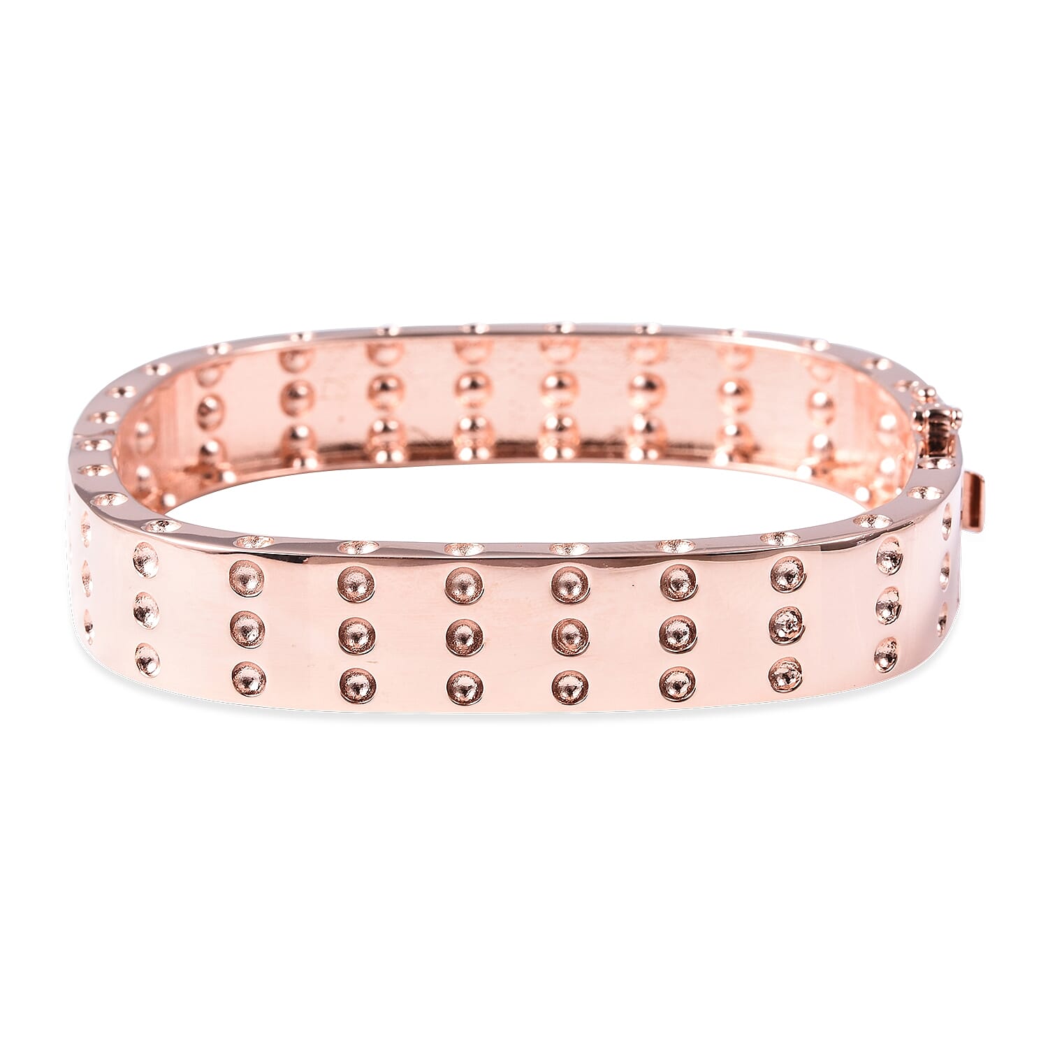 RACHEL GALLEY Majestic Collection Ruby (Rnd) Bangle (Size 7) in Rose Gold Overlay Sterling Silver, Silver wt 41.21 Gms