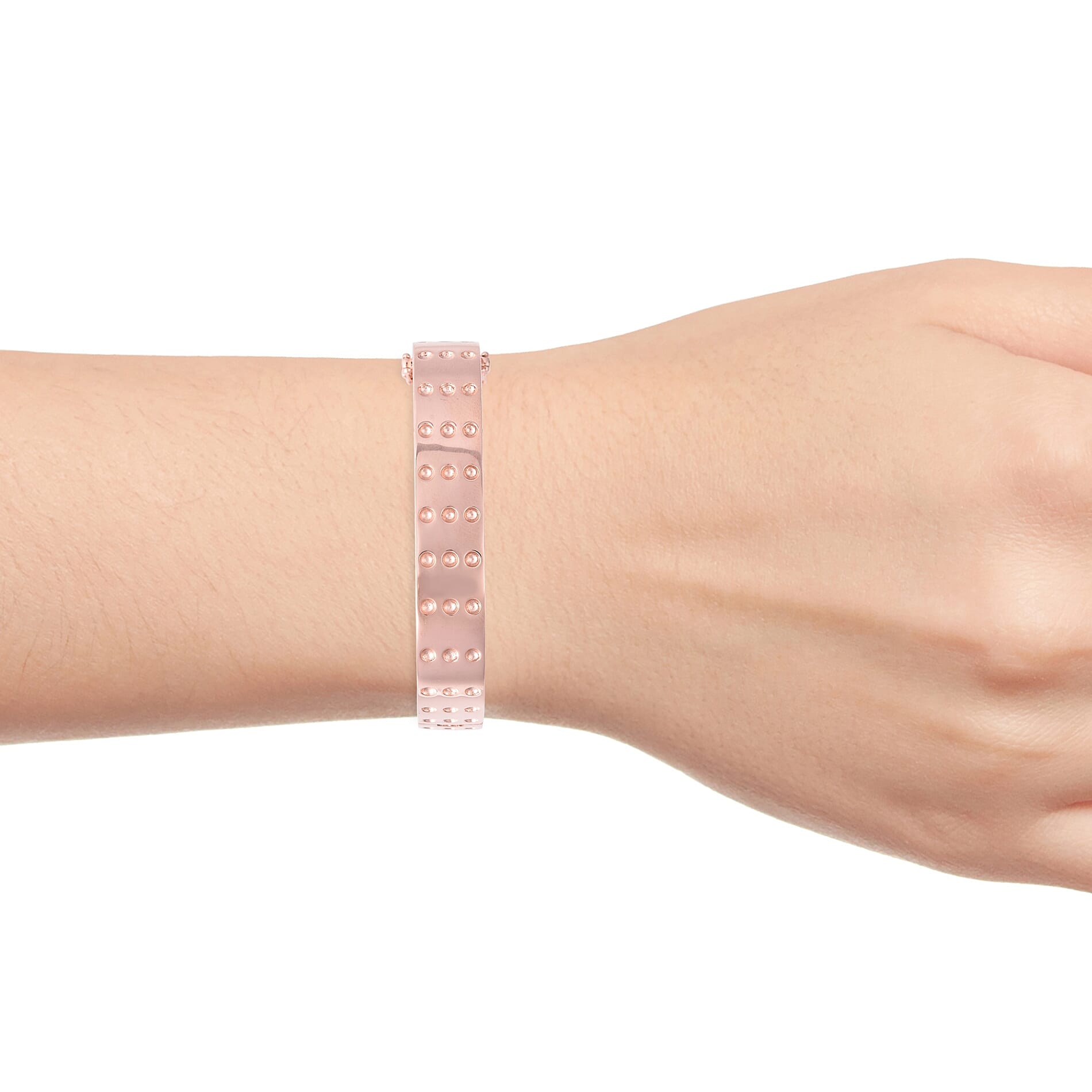 RACHEL GALLEY Majestic Collection Ruby (Rnd) Bangle (Size 7) in Rose Gold Overlay Sterling Silver, Silver wt 41.21 Gms