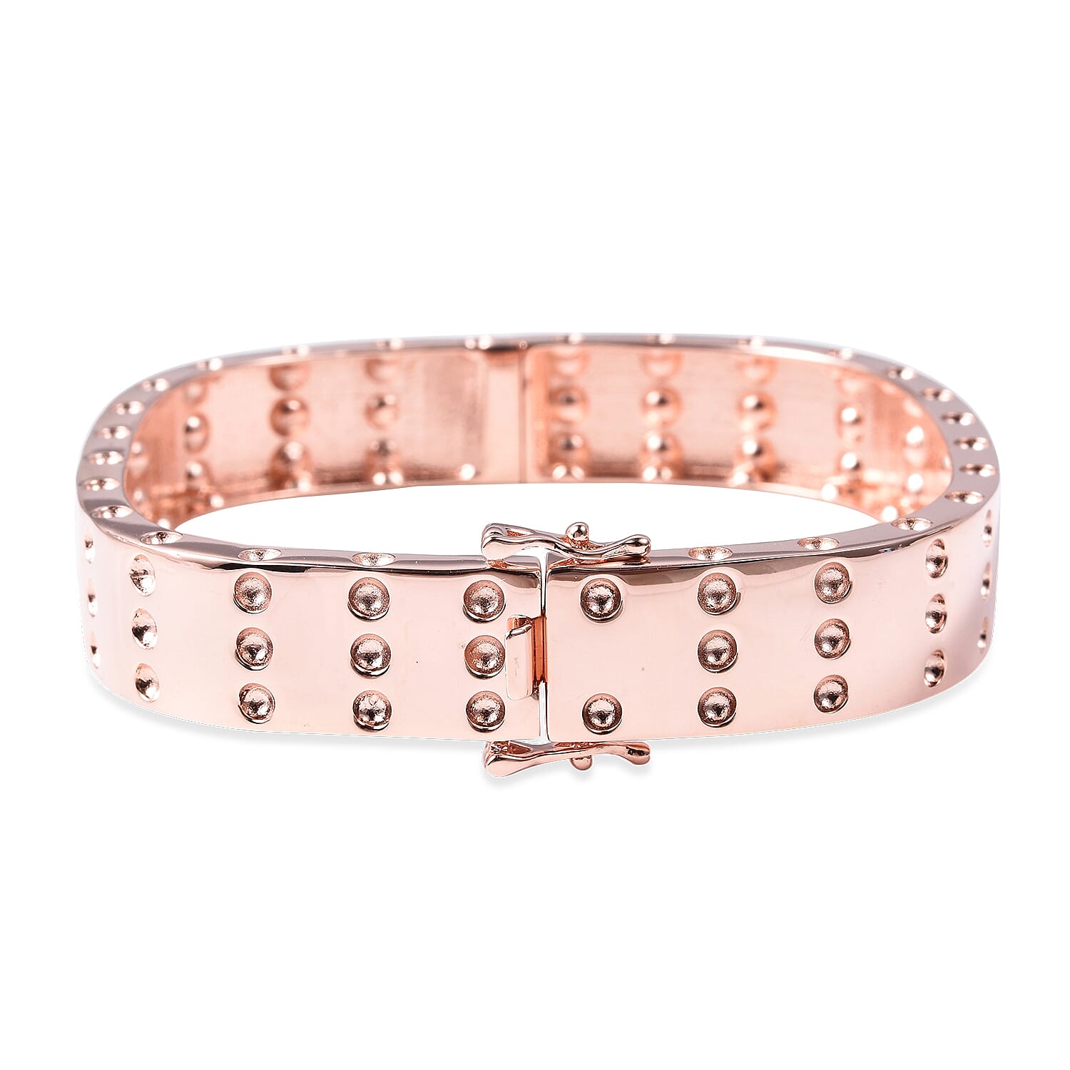 RACHEL GALLEY Majestic Collection Ruby (Rnd) Bangle (Size 7) in Rose Gold Overlay Sterling Silver, Silver wt 41.21 Gms