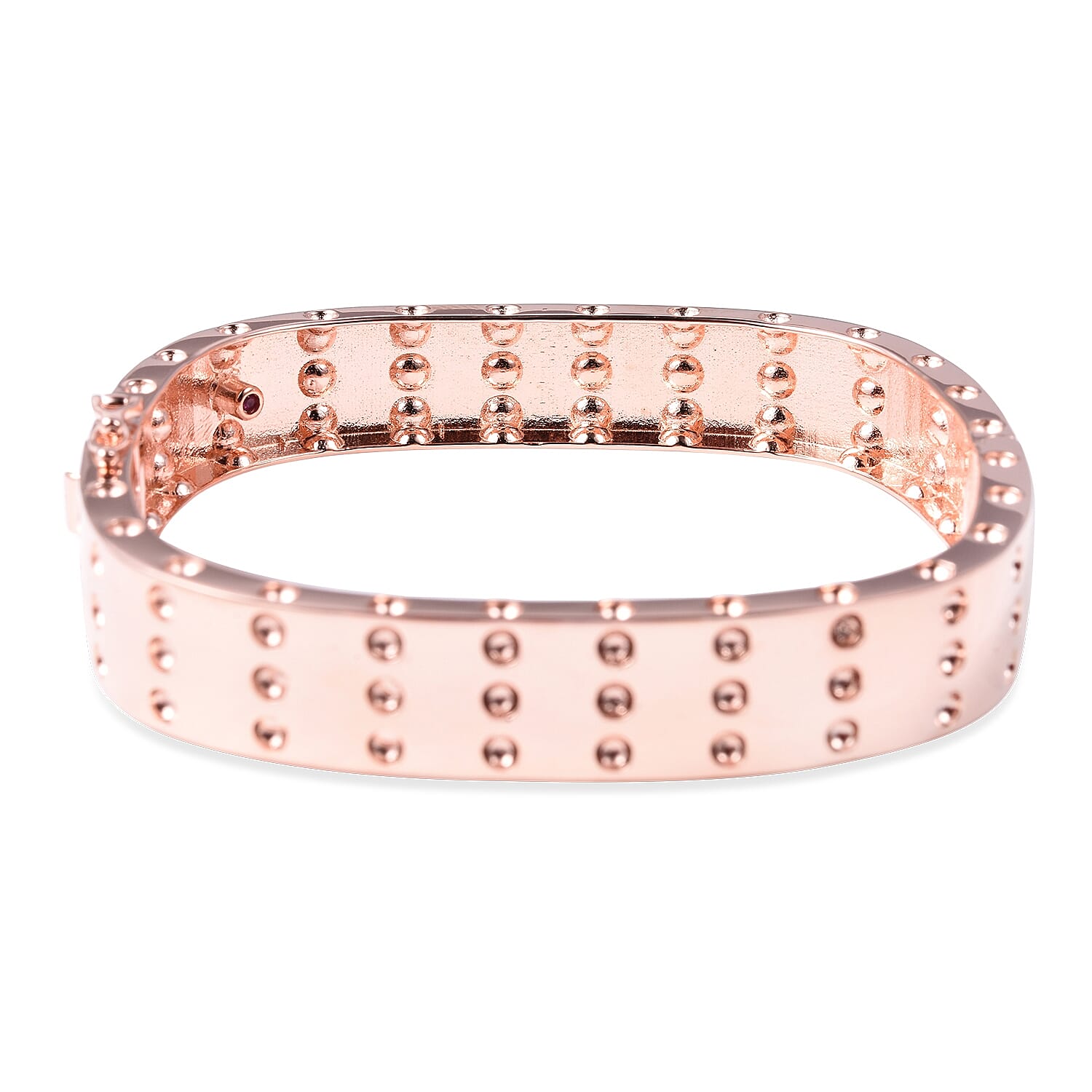 RACHEL GALLEY Majestic Collection Ruby (Rnd) Bangle (Size 7) in Rose Gold Overlay Sterling Silver, Silver wt 41.21 Gms