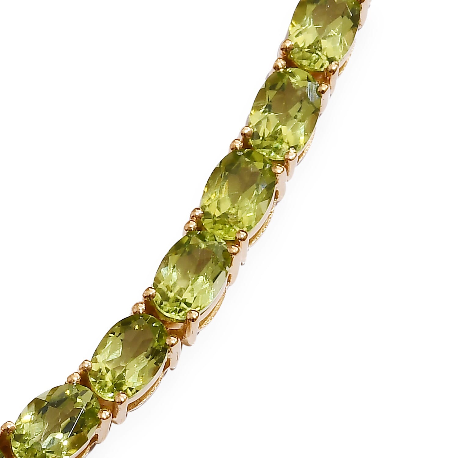 Hebei Peridot (Ovl) Necklace (Size 18) in 14K Gold Overlay Sterling Silver 35.50 Ct, Silver wt 20.70 Gms