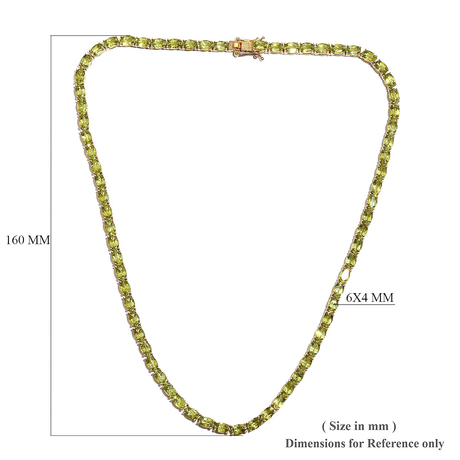 Hebei Peridot (Ovl) Necklace (Size 18) in 14K Gold Overlay Sterling Silver 35.50 Ct, Silver wt 20.70 Gms