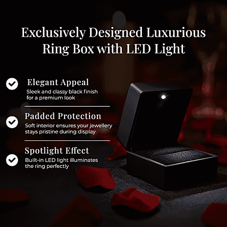 Stocking Filler Gift Idea - Elegant Black Ring Box with LED Light (Up to 2 Rings)