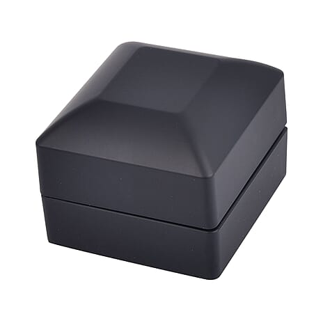 Stocking Filler Gift Idea - Solid Black Colour Ring Box with LED Light (Size 6.3x6x5 Cm)