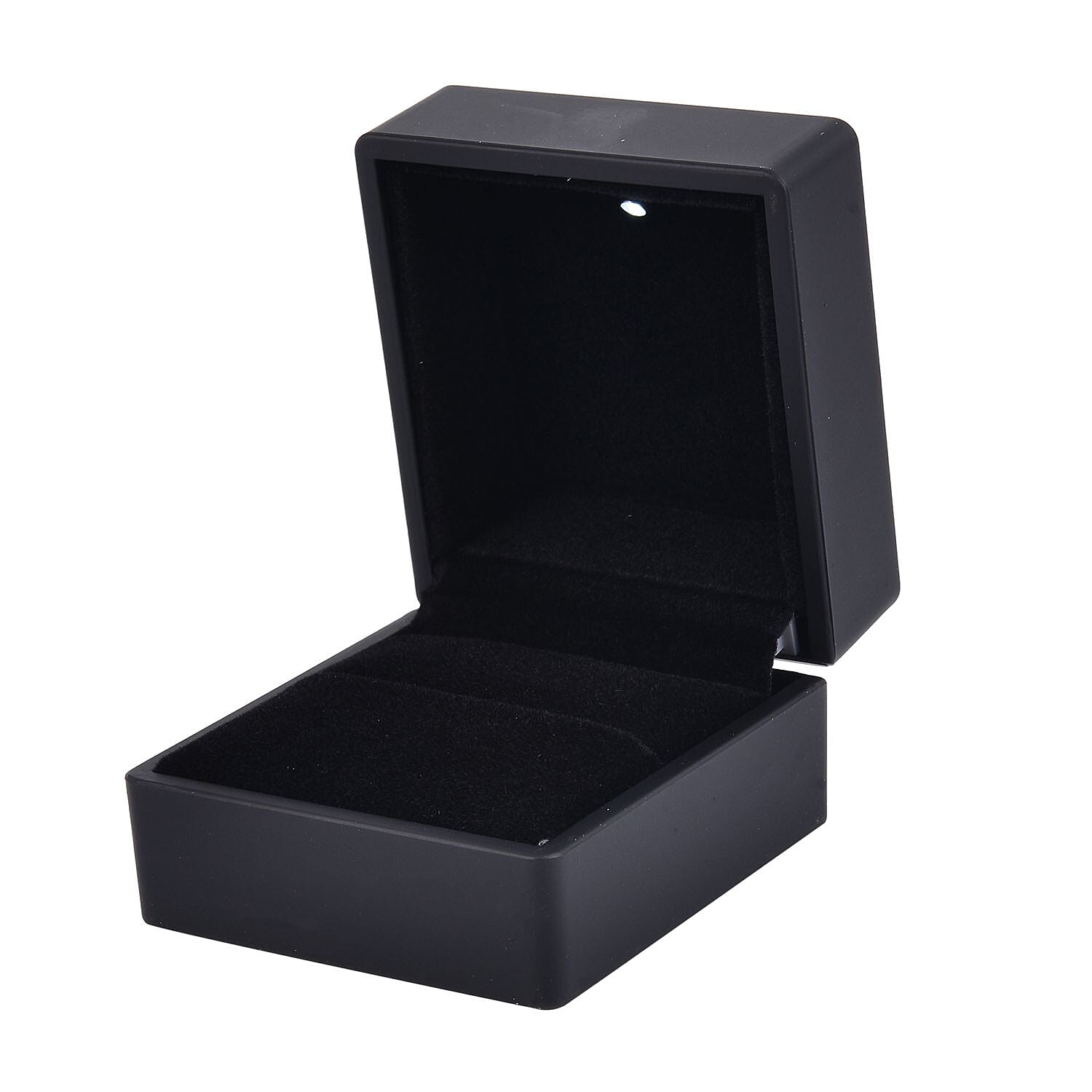 Stocking Filler Gift Idea - Solid Black Colour Ring Box with LED Light (Size 6.3x6x5 Cm)