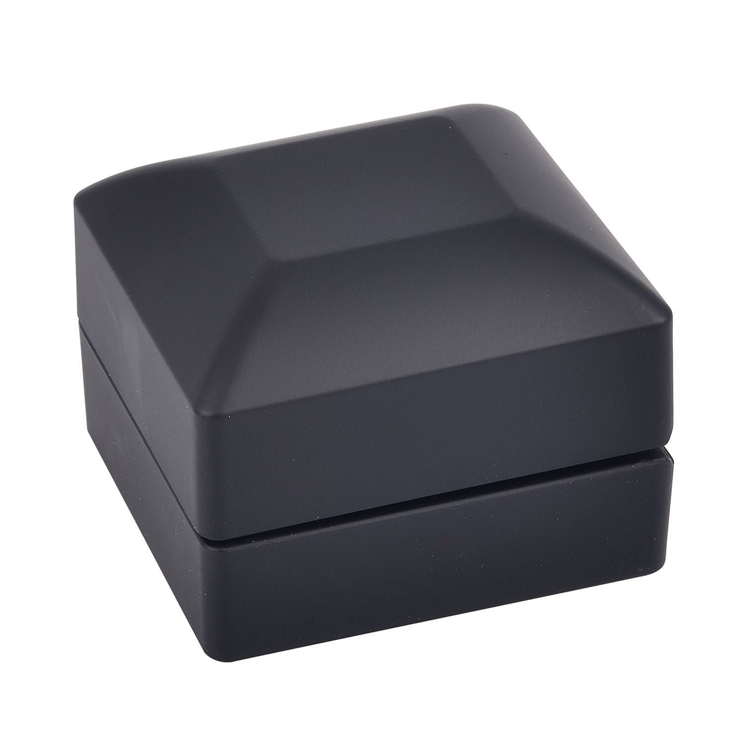 Stocking Filler Gift Idea - Solid Black Colour Ring Box with LED Light (Size 6.3x6x5 Cm)