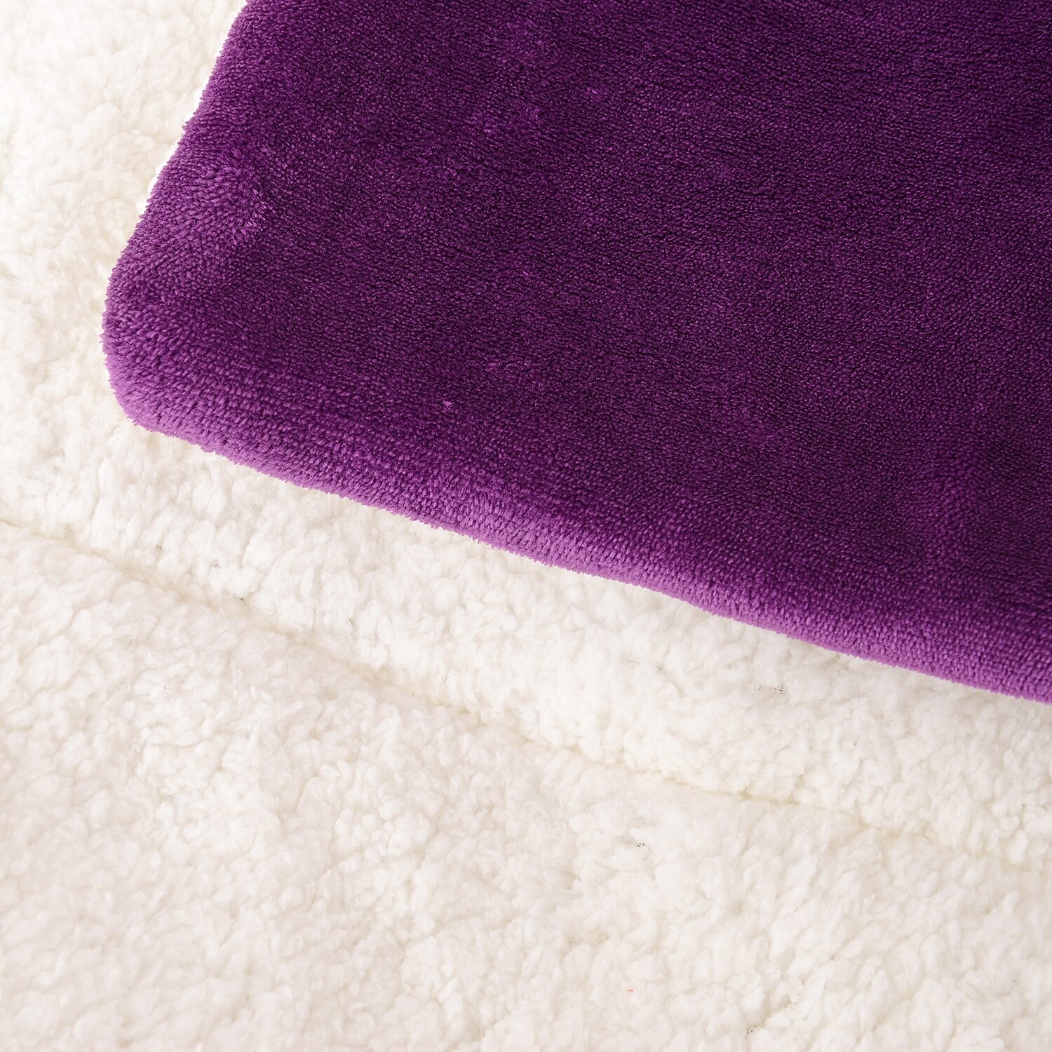 3 Piece Set - Super Soft and Plush King Size Flannel Sherpa Comforter (Size 220x225 Cm) and 2 Pillow Cases (50x70+5 Cm)- Purple