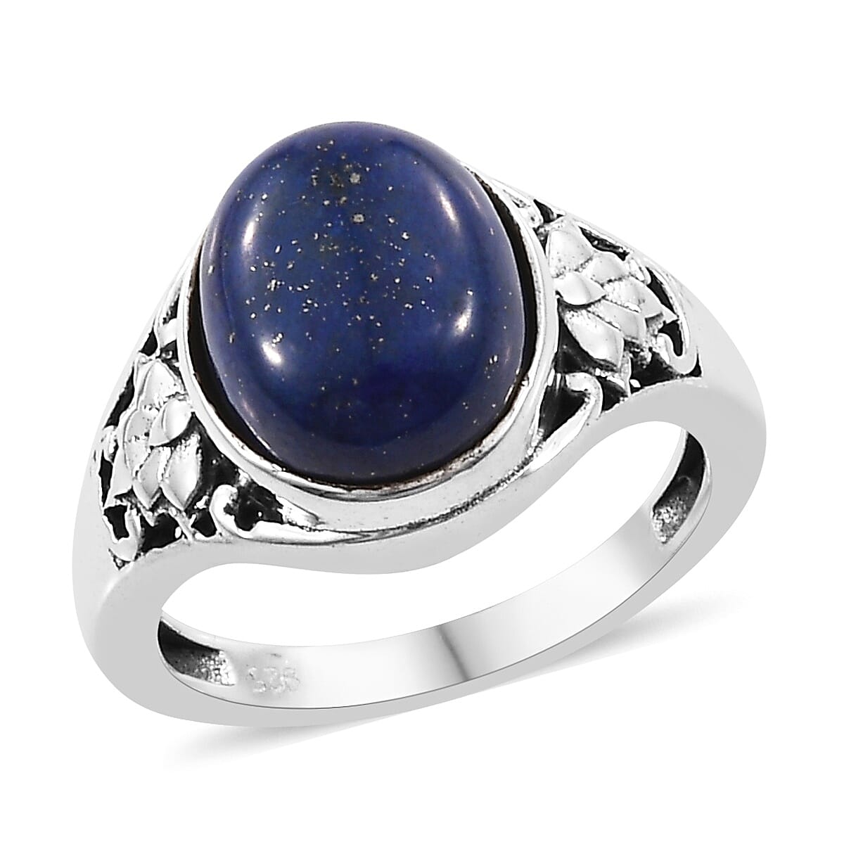 Artisan Craft Lapis Lazuli (Ovl) Ring in Oxidised Sterling Silver 4.93 Ct.