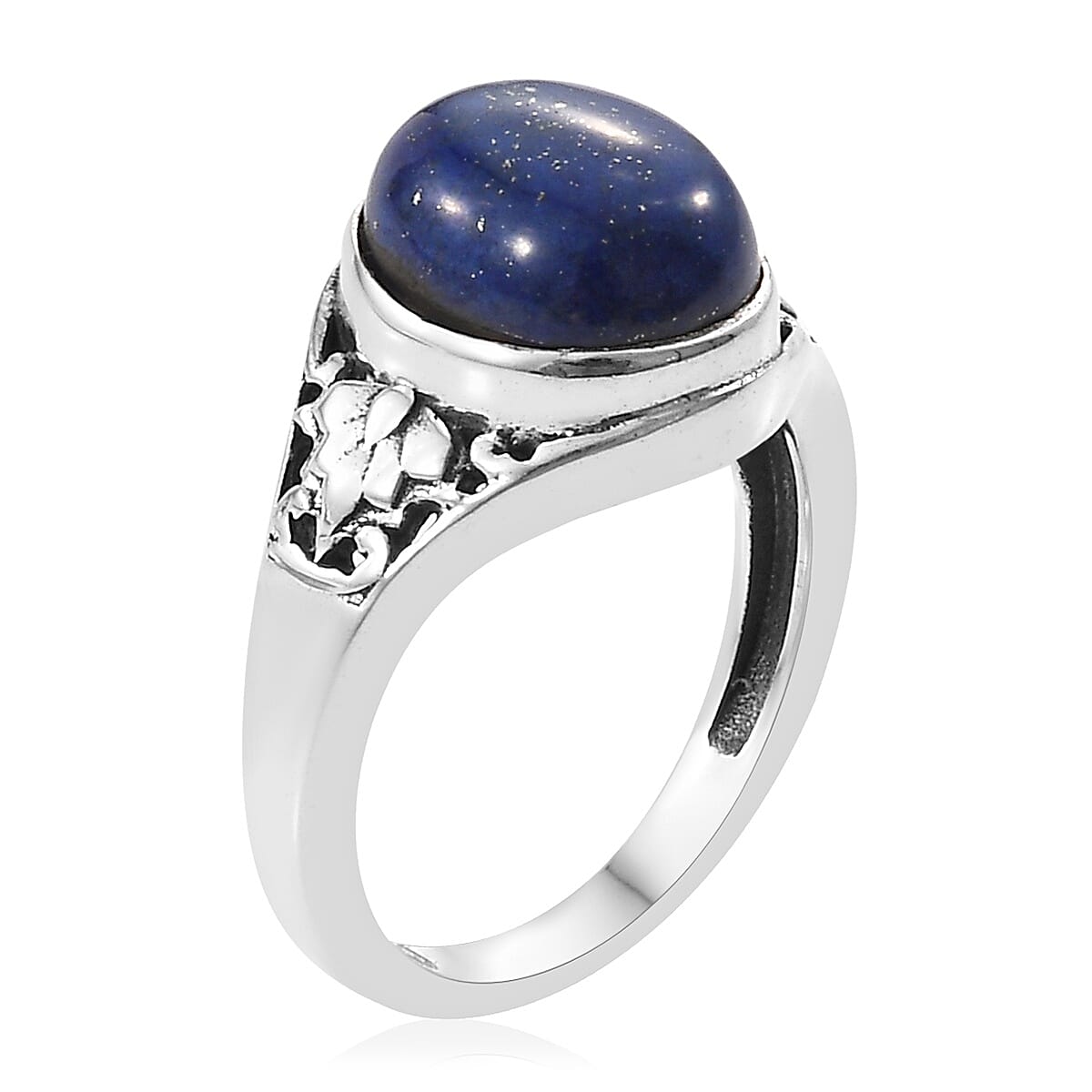 Artisan Craft Lapis Lazuli (Ovl) Ring in Oxidised Sterling Silver 4.93 Ct.