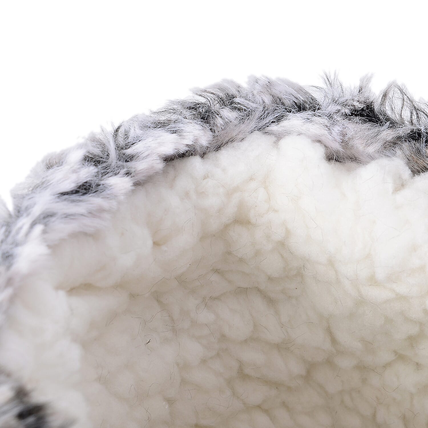 2 Piece Set - Faux Fur Sherpa Lined Home Booties (Size 25x18 Cm) - Brown and Grey