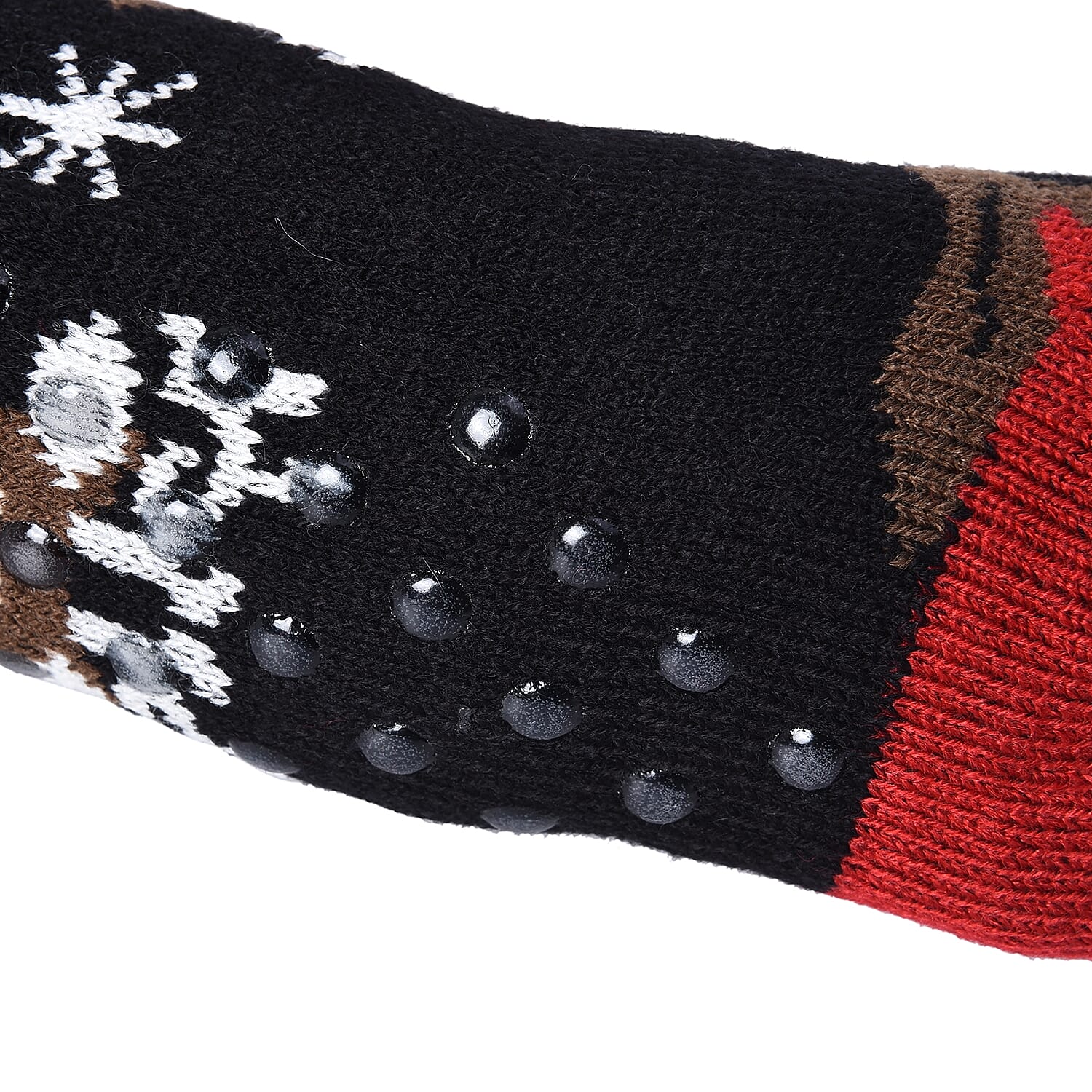 Set of 2 - Jacquard Knitted with Sherpa Lined Home Socks (Size 24 Cm) - Black
