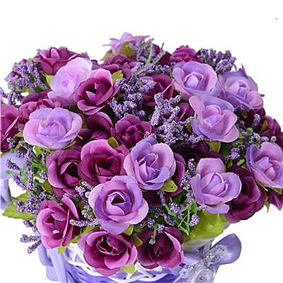 Nostalgic Bicycle Artificial Flower Decor Plant Stand (Size: 26x13x18 Cm) - Purple