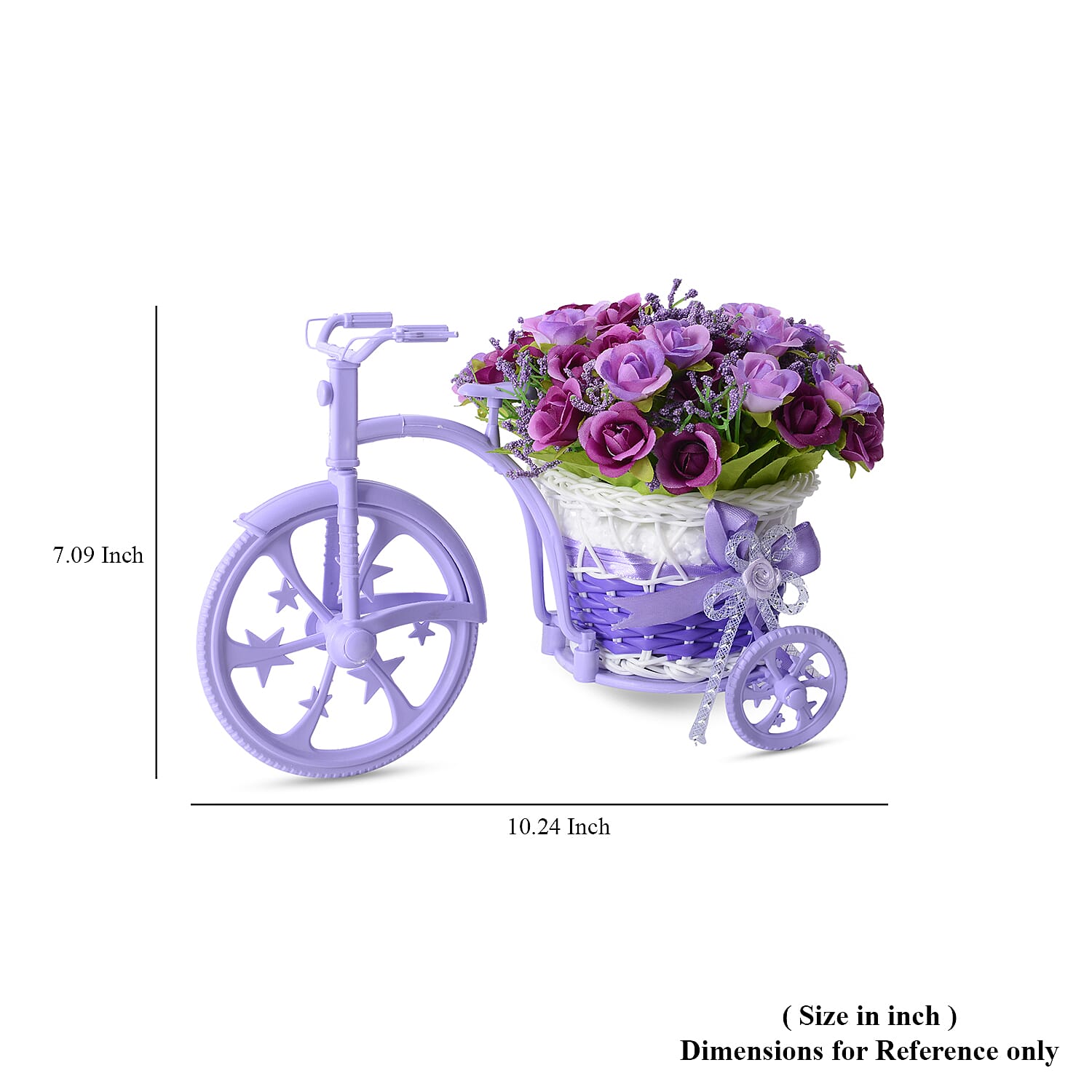 Nostalgic Bicycle Artificial Flower Decor Plant Stand (Size: 26x13x18 Cm) - Purple