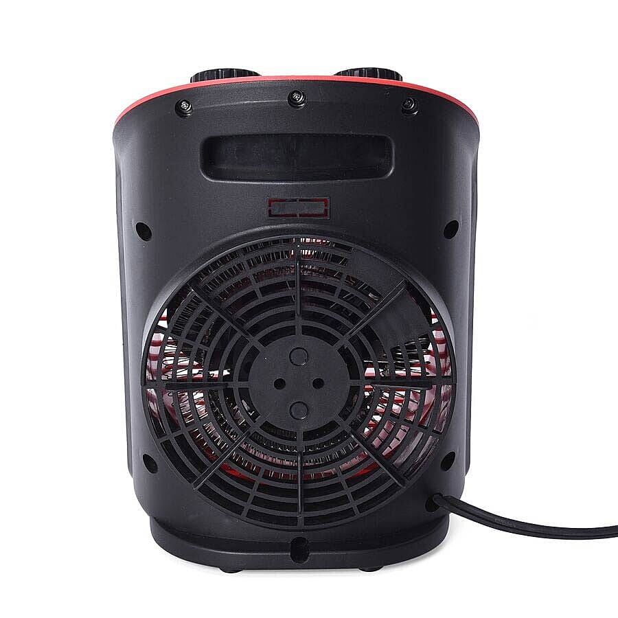 1000W/2000W Electric Fan Heater with 2 Heat and 1 Cold Speed Setting (Size 25x19x13 Cm) - Red