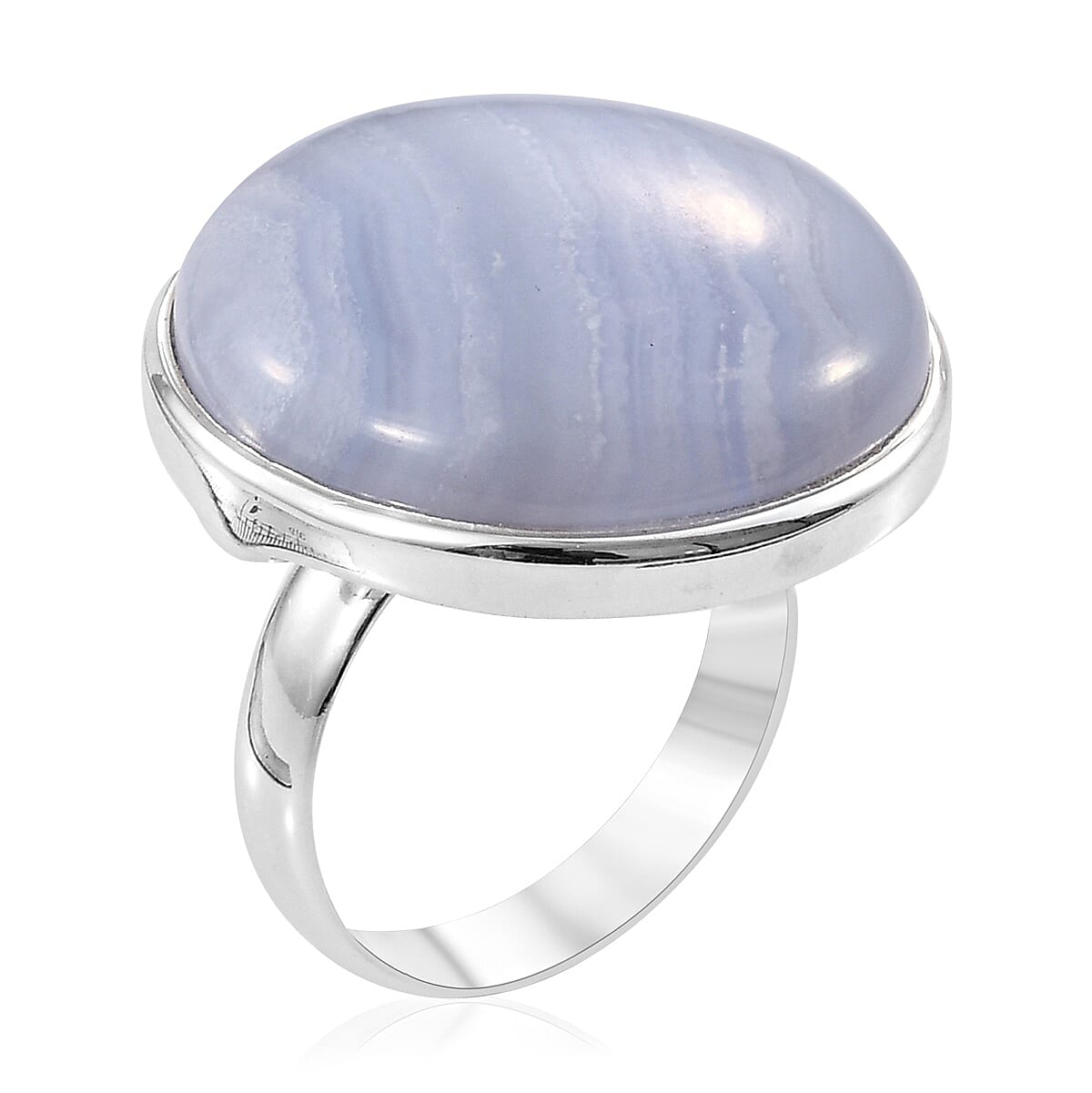 Extremely Rare Size- Blue Lace Agate Ring in Sterling Silver 38.50 Ct,