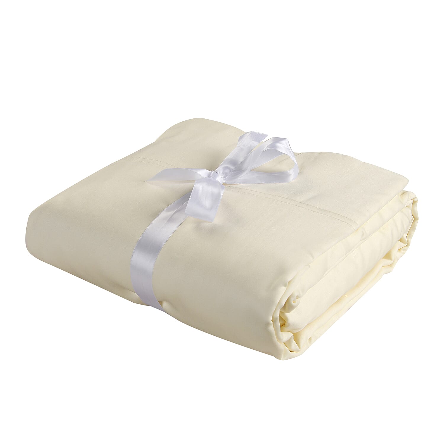 4 Piece 100% Bamboo Bedding Set - incld. 1 Fitted Sheet (150x200+30cm), 1 Flat Sheet (275x265cm) & 2 Pillowcases (50x75cm) with Self Storage Bag - Ivory Colour - KING