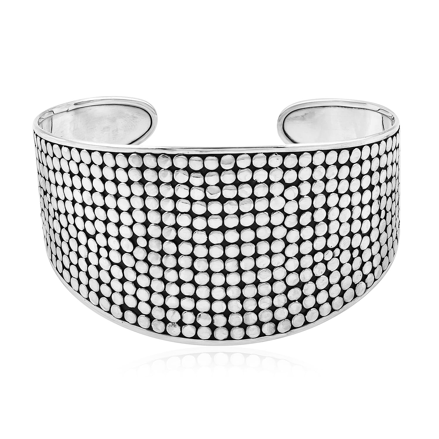 Royal Bali Collection Sterling Silver Wide Cuff Bangle (Size 7.5), Silver wt 34.93 Gms