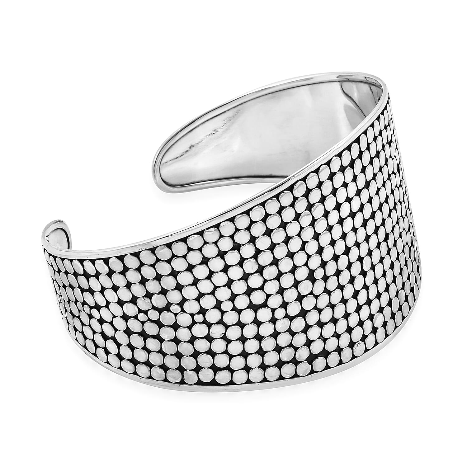 Royal Bali Collection Sterling Silver Wide Cuff Bangle (Size 7.5), Silver wt 34.93 Gms