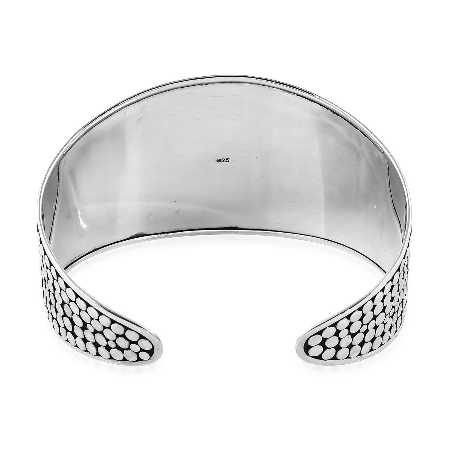 Royal Bali Collection Sterling Silver Wide Cuff Bangle (Size 7.5), Silver wt 34.93 Gms