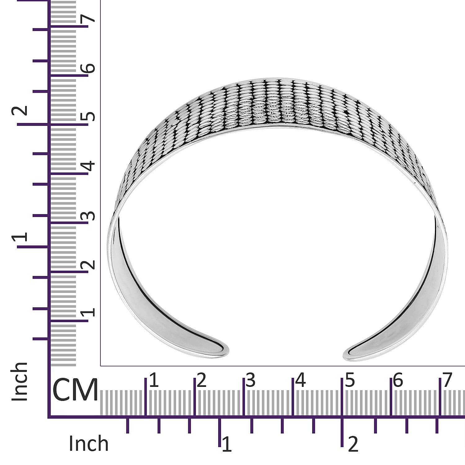 Royal Bali Collection Sterling Silver Wide Cuff Bangle (Size 7.5), Silver wt 34.93 Gms