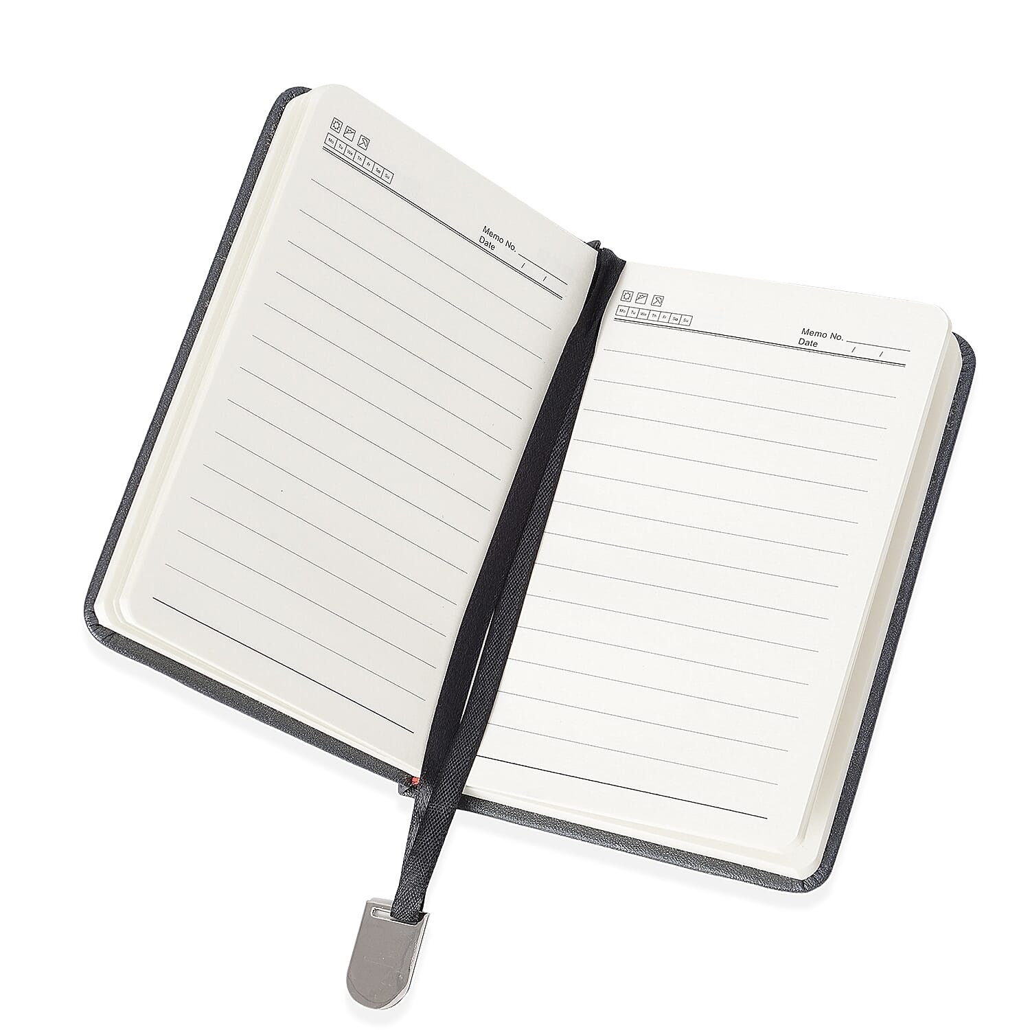 4 Piece Set - A5,A6 Notebook (Size 14.5x21 and 9x14 Cm) and 2 Crystal Filled Pens - Black