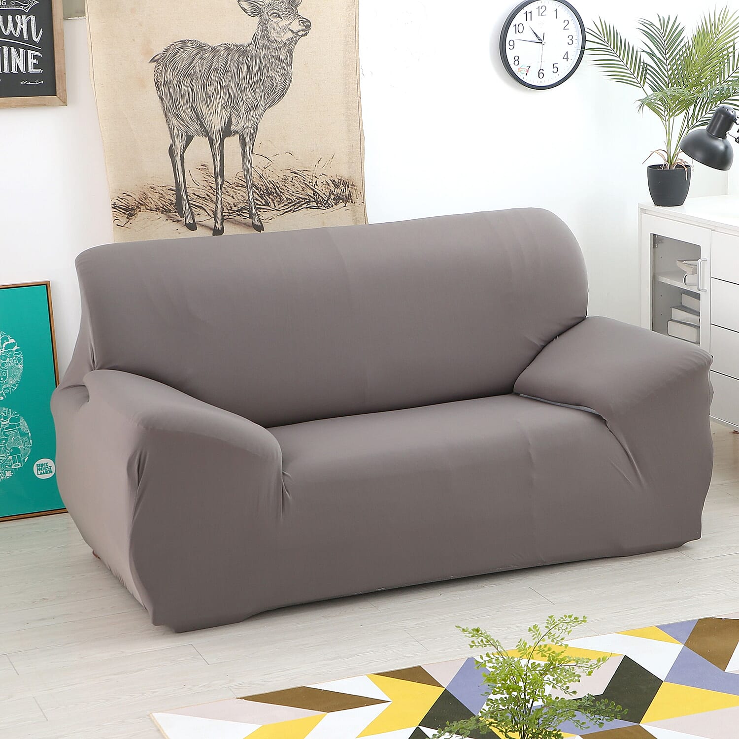 Solid Colour Washable Stretch Sofa Cover (Size 90-145 Cm) - Dark Grey