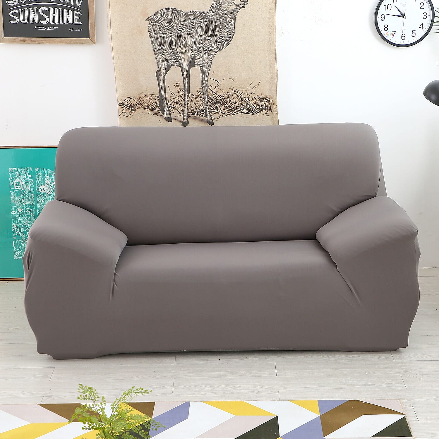 Solid Colour Washable Stretch Sofa Cover (Size 90-145 Cm) - Dark Grey