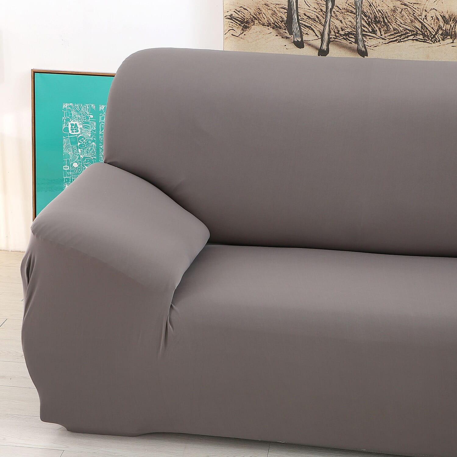 Solid Colour Washable Stretch Sofa Cover (Size 90-145 Cm) - Dark Grey
