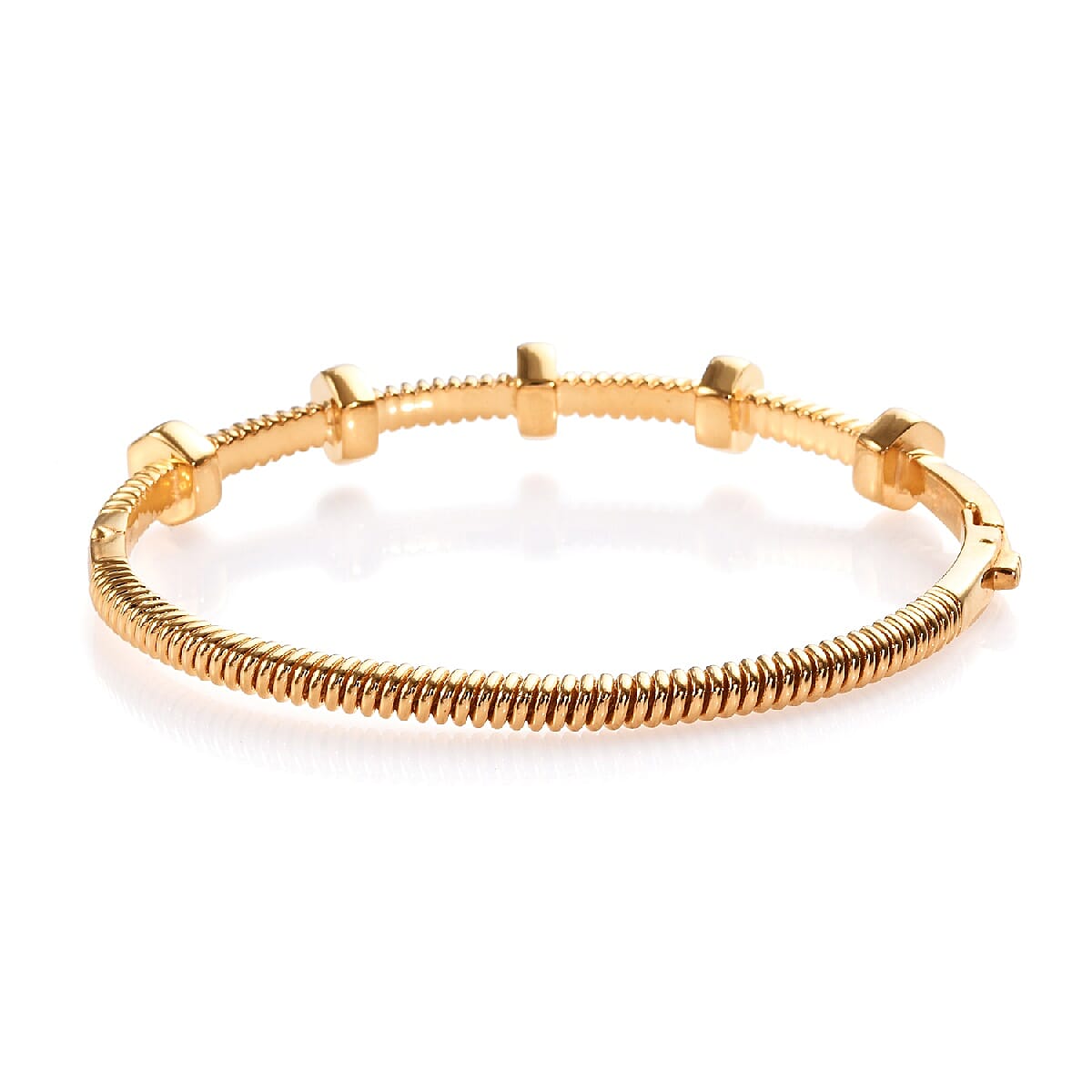 Designer Inspired- 14K Gold Overlay Sterling Silver Bangle (Size 7.5) Silver Wt. 31.12 Gms