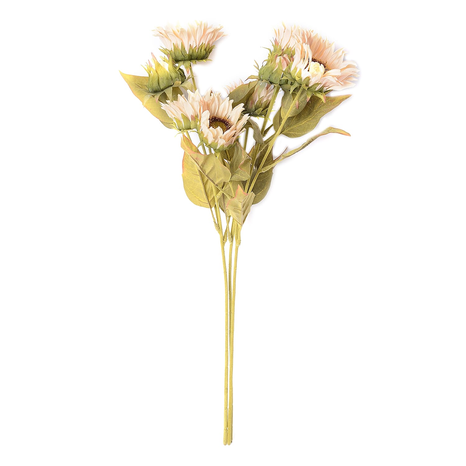Set of 3 - Artificial 3 Heads Sunflower (Size 68) - Cream and Green