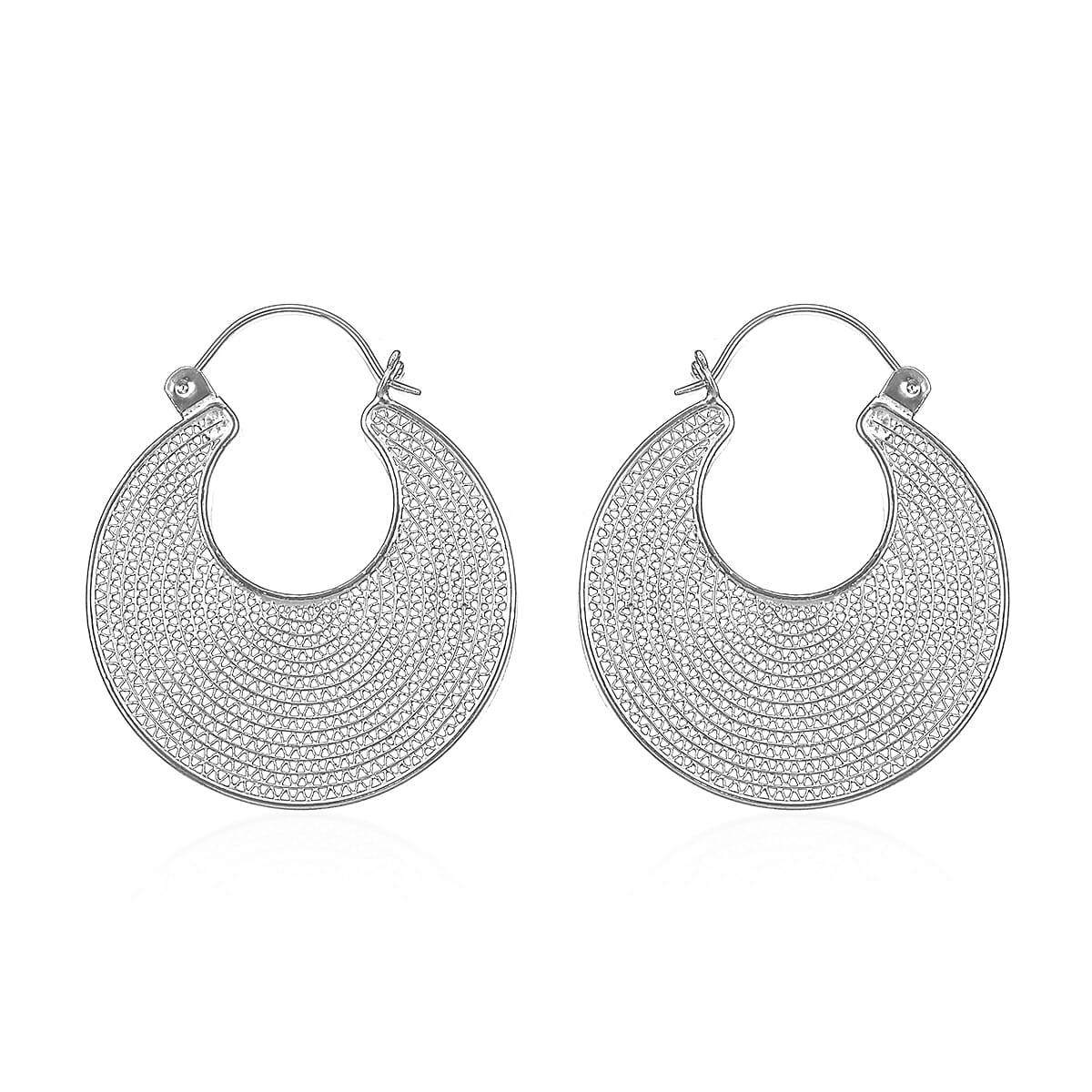 Royal Bali Collection - Sterling Silver Crescent Moon Design Earrings, Silver wt 11.13 Gms