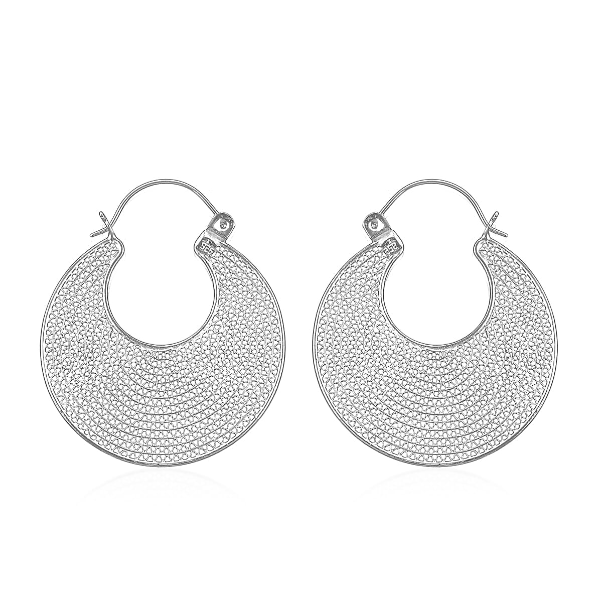 Royal Bali Collection - Sterling Silver Crescent Moon Design Earrings, Silver wt 11.13 Gms