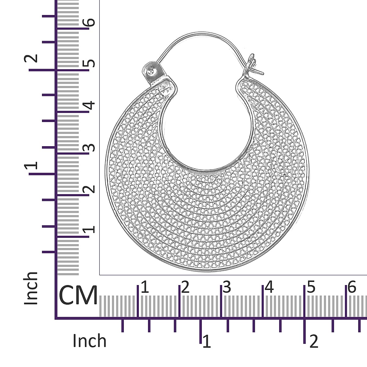 Royal Bali Collection - Sterling Silver Crescent Moon Design Earrings, Silver wt 11.13 Gms