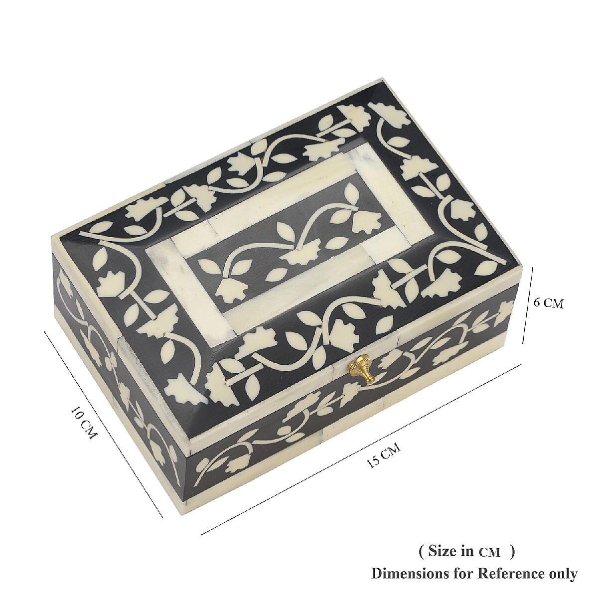 Handmade Bone Inlay Storage Box (Size 15x10x6 Cm) - Black and White