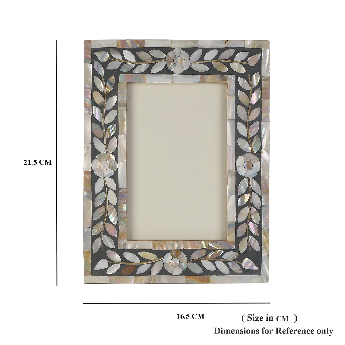 Natural Mother of Pearl Leaves Pattern Handcrafted Picture Frame (Size 4 x 6 Inches) Grey