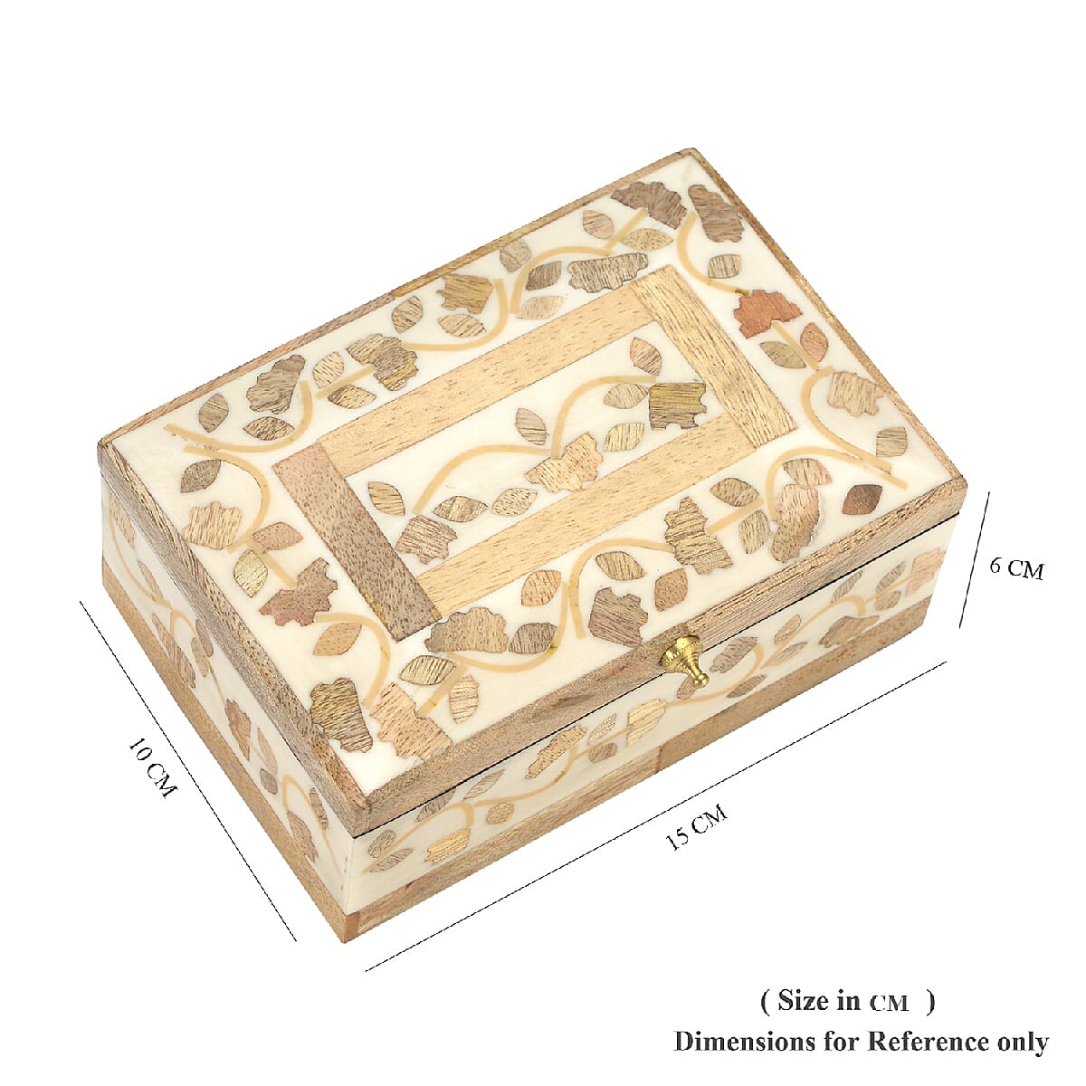 Handmade Bone and Mango Wood Inlay Storage Box (Size 15x10x6 Cm)