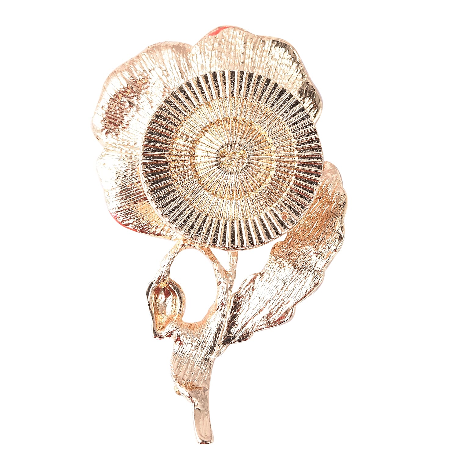 TJC  Design White Austrian Crystal (Rnd)  Floral Magnetic Brooch in Gold Tone