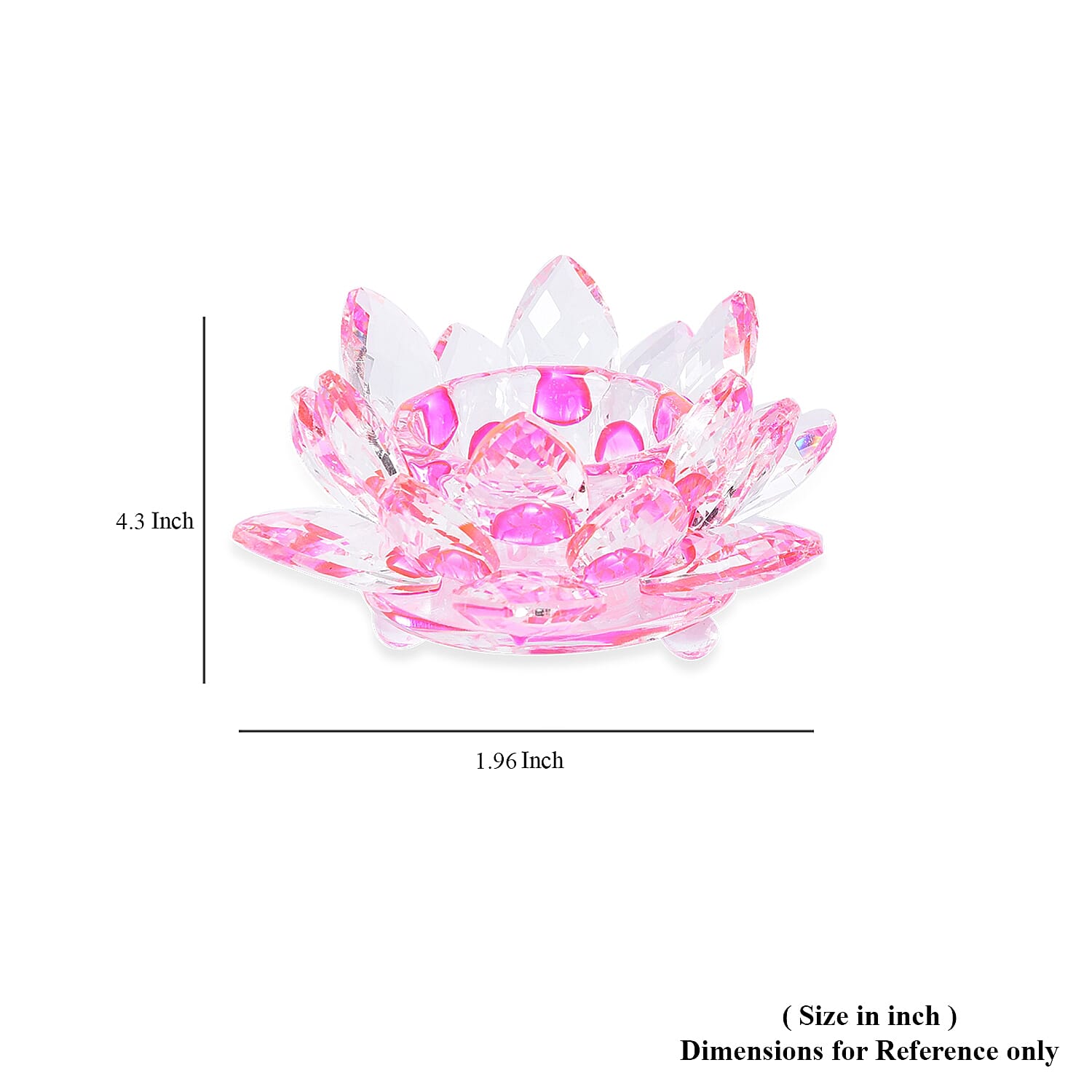 2 Piece Set Crystal Waterlily Candle Holder  (Size 11x5 Cm) - Fuchsia