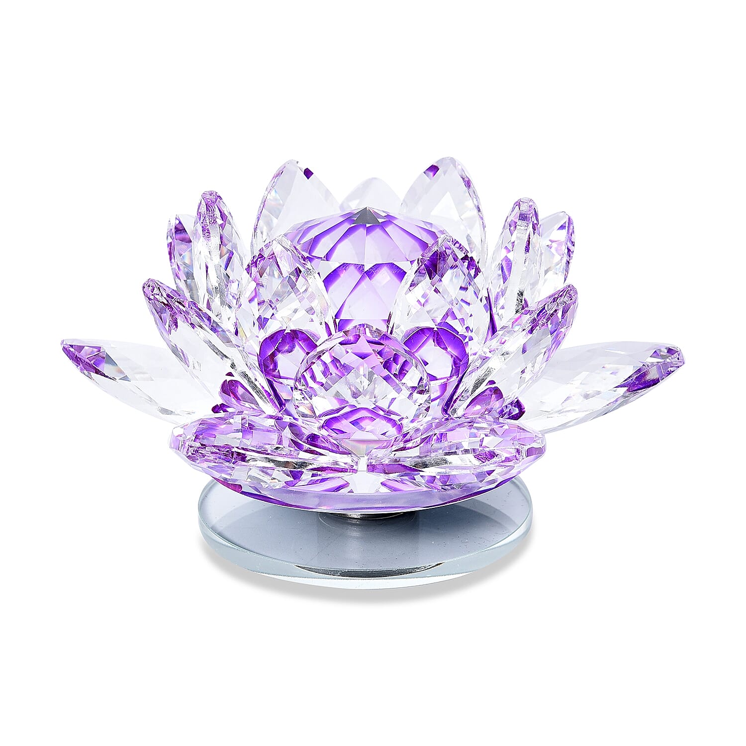 Home Decor - Crystal Lotus Flower with Rotating Base (Size 10x6 Cm) - Purple