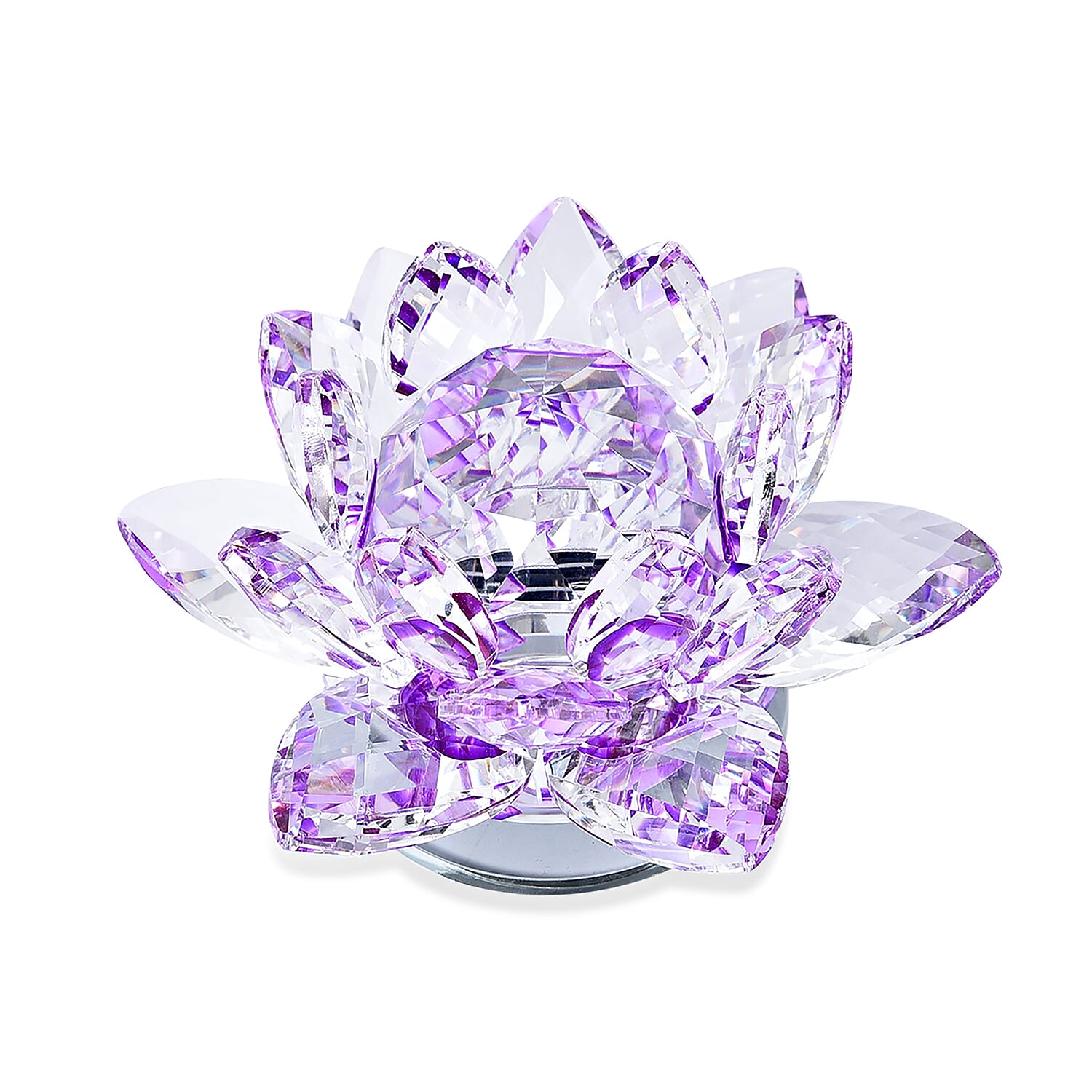 Home Decor - Crystal Lotus Flower with Rotating Base (Size 10x6 Cm) - Purple