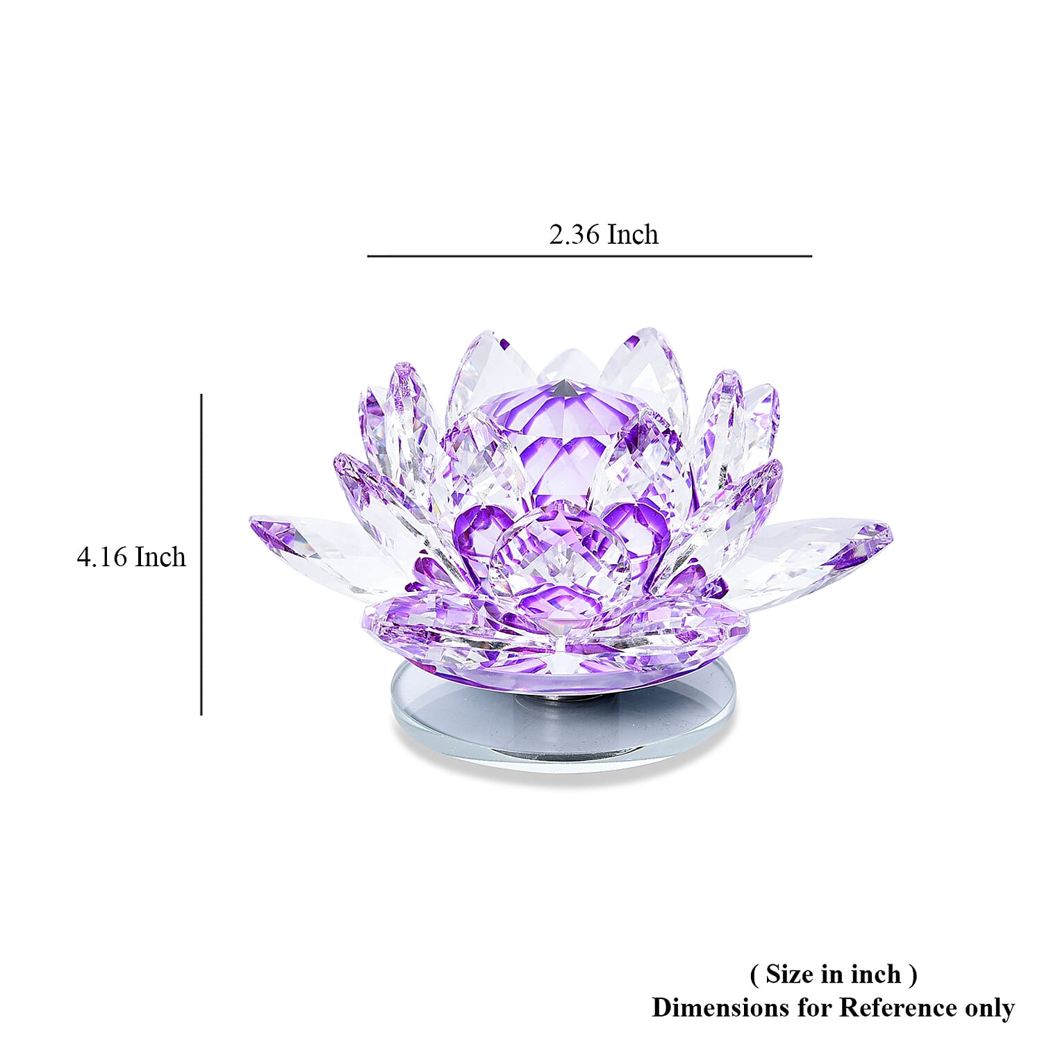Home Decor - Crystal Lotus Flower with Rotating Base (Size 10x6 Cm) - Purple