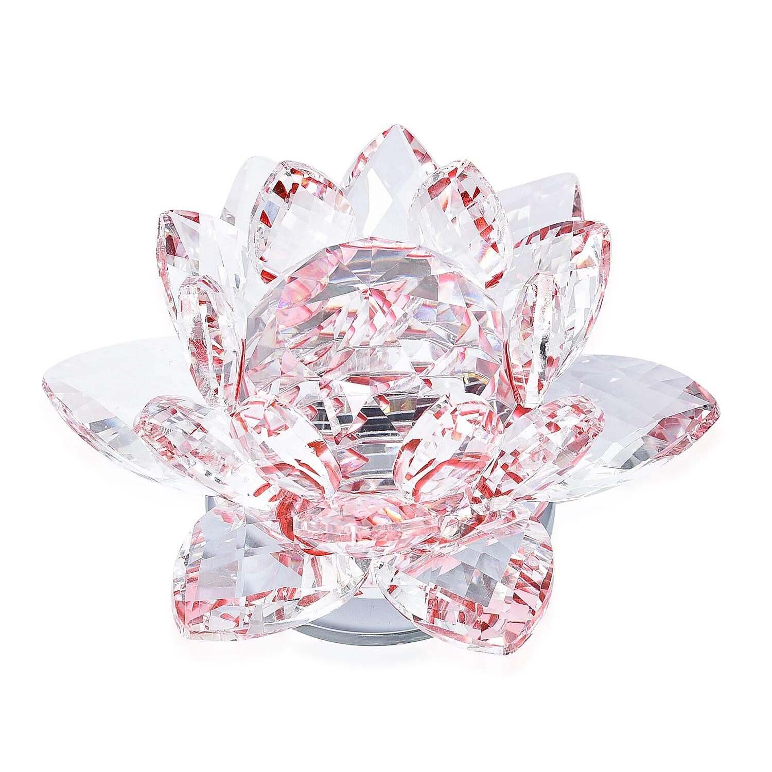 Home Decor - Crystal Lotus Flower with Rotating Base (Size 10x6 Cm) - Red