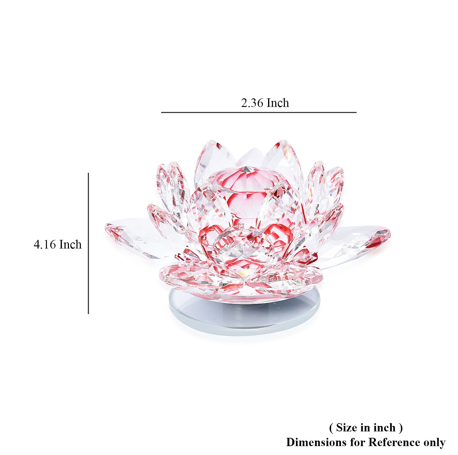 Home Decor - Crystal Lotus Flower with Rotating Base (Size 10x6 Cm) - Red